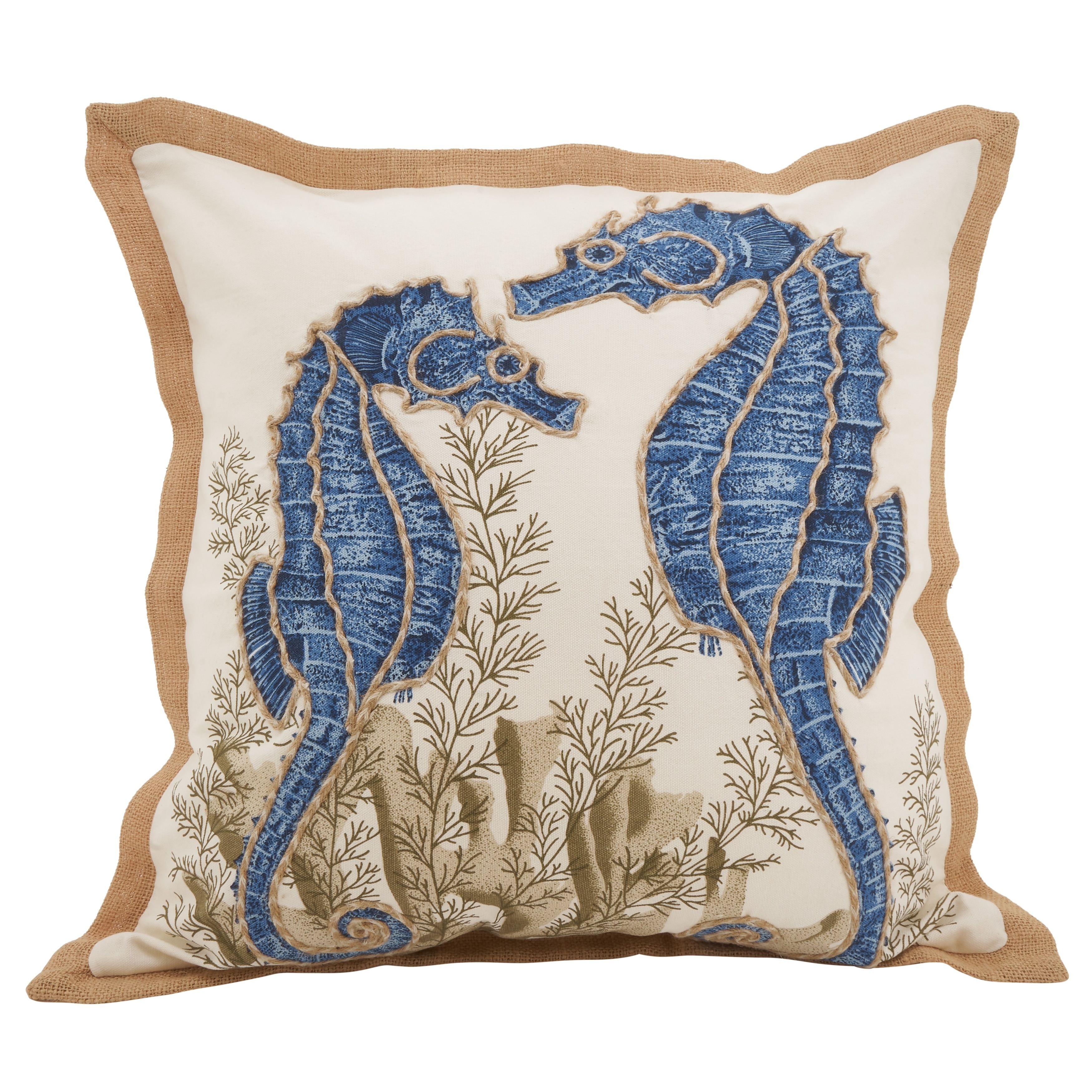 Saro Lifestyle Seahorse Down Filled Cotton Throw Pillow