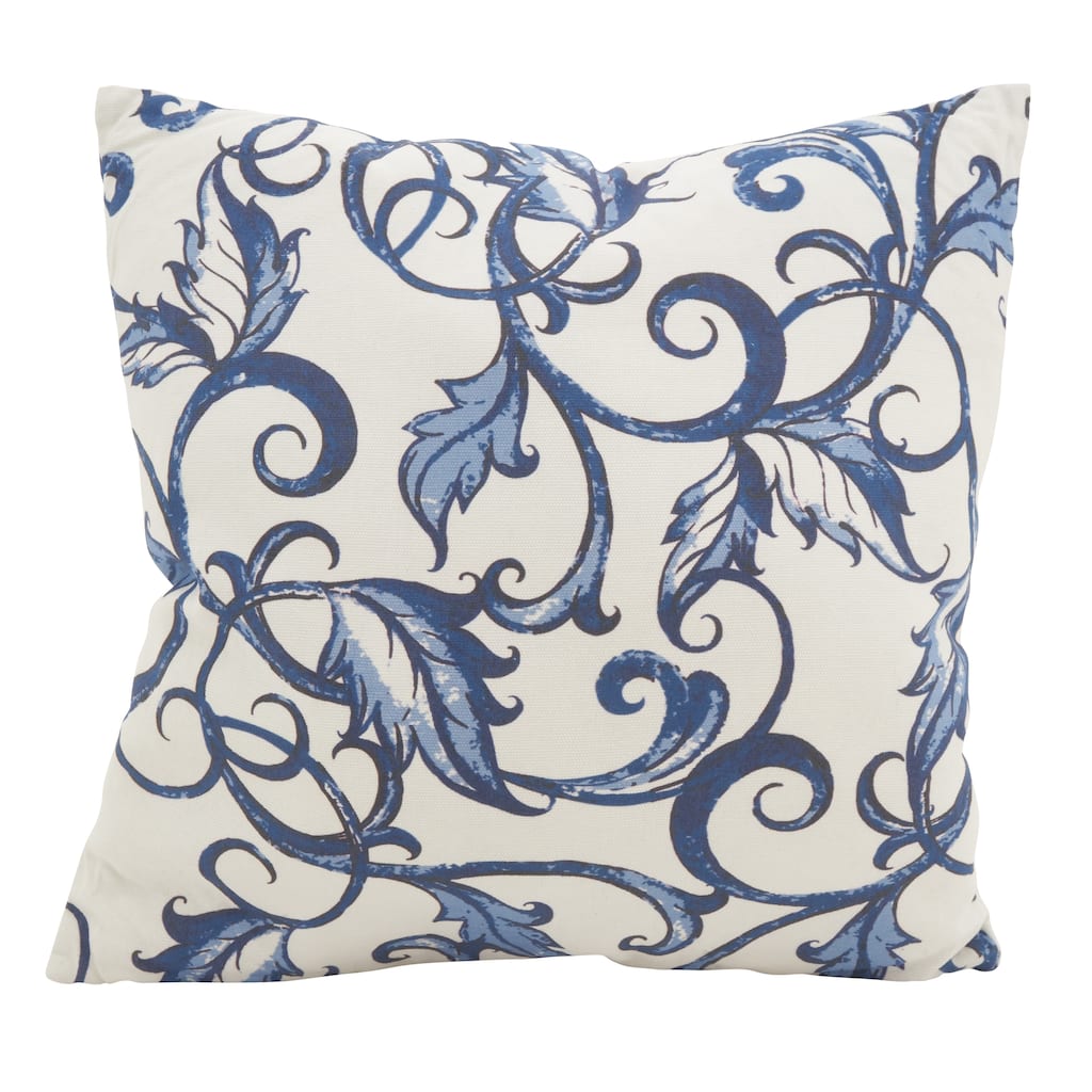 Scrolling Vines Cotton Poly Filled Throw Pillow