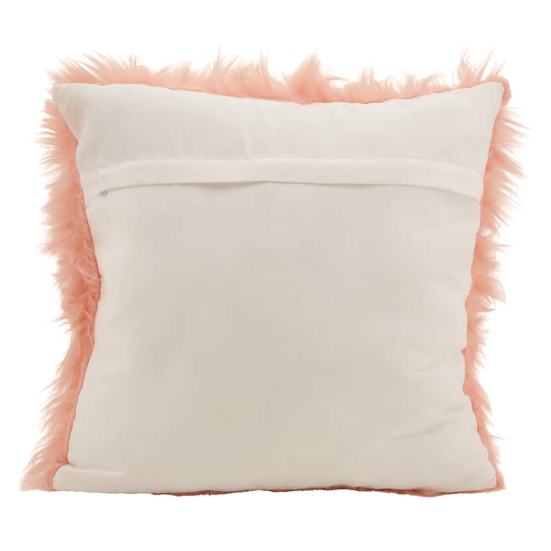 Faux Fur Long Hair Poly Filled Throw Pillow