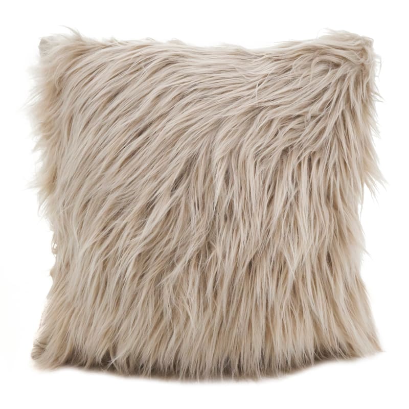 Faux Fur Long Hair Poly Filled Throw Pillow