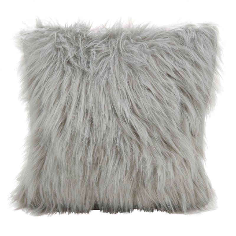 Faux Fur Long Hair Poly Filled Throw Pillow