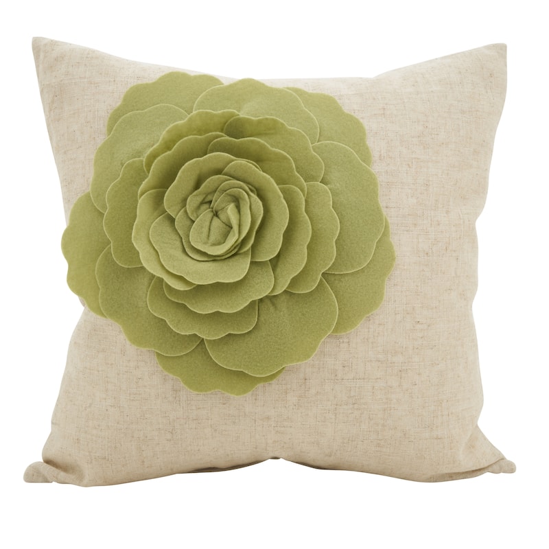 Rose Flower Statement Poly Filled Throw Pillow - Lime