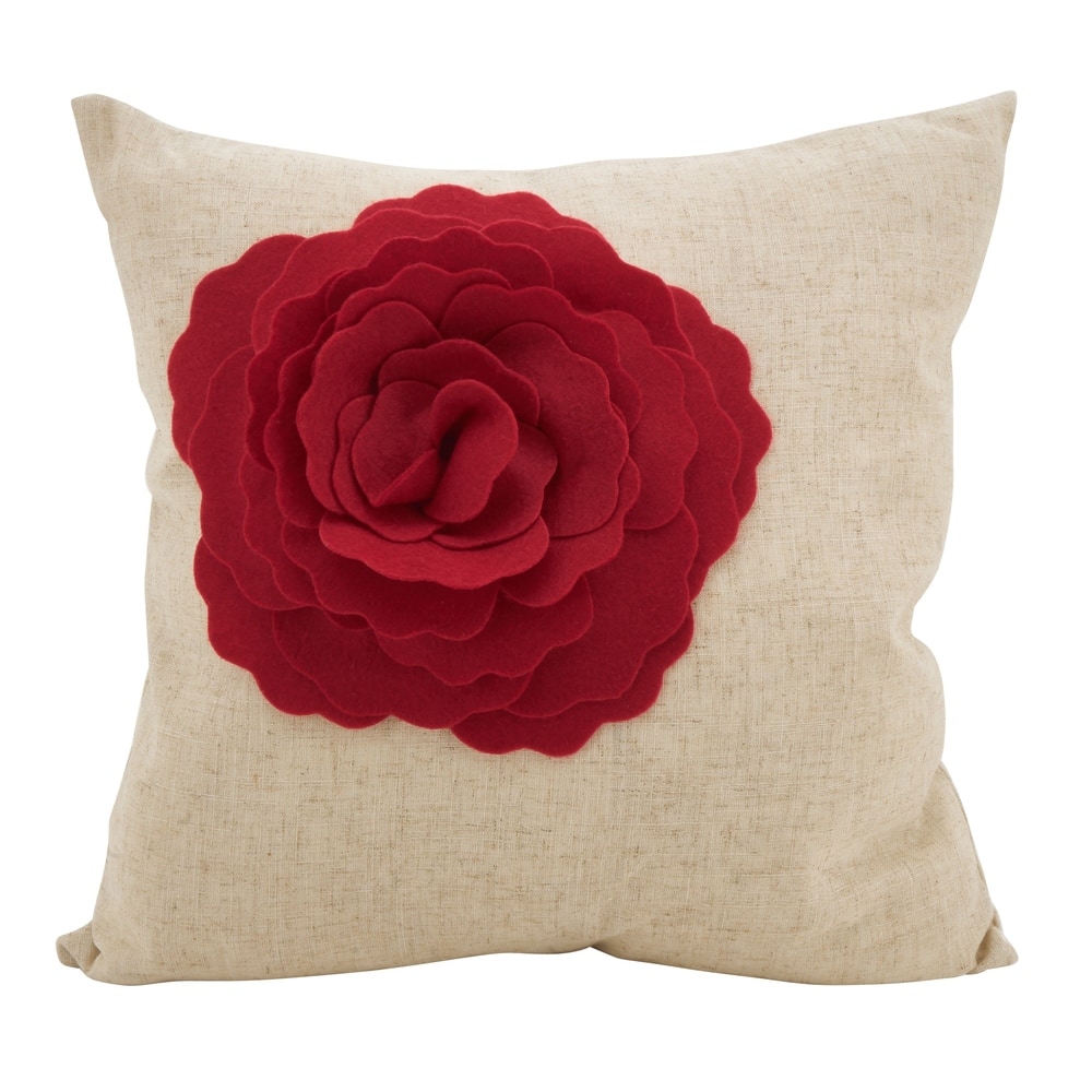 Rose Flower Statement Poly Filled Throw Pillow