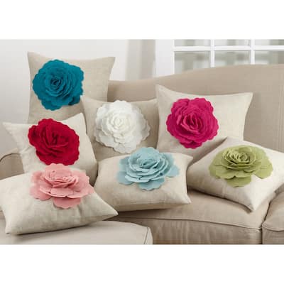 Rose Flower Statement Poly Filled Throw Pillow
