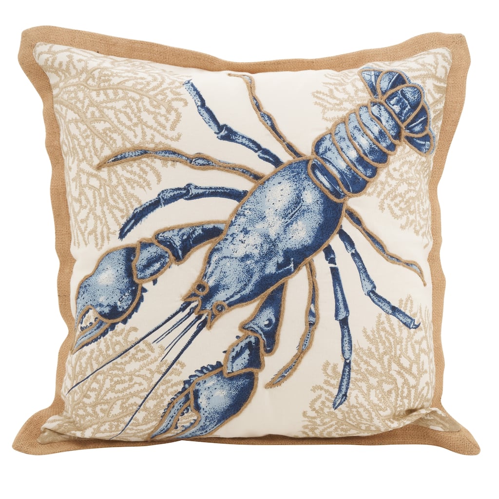 Lobster Down Filled Cotton Throw Pillow