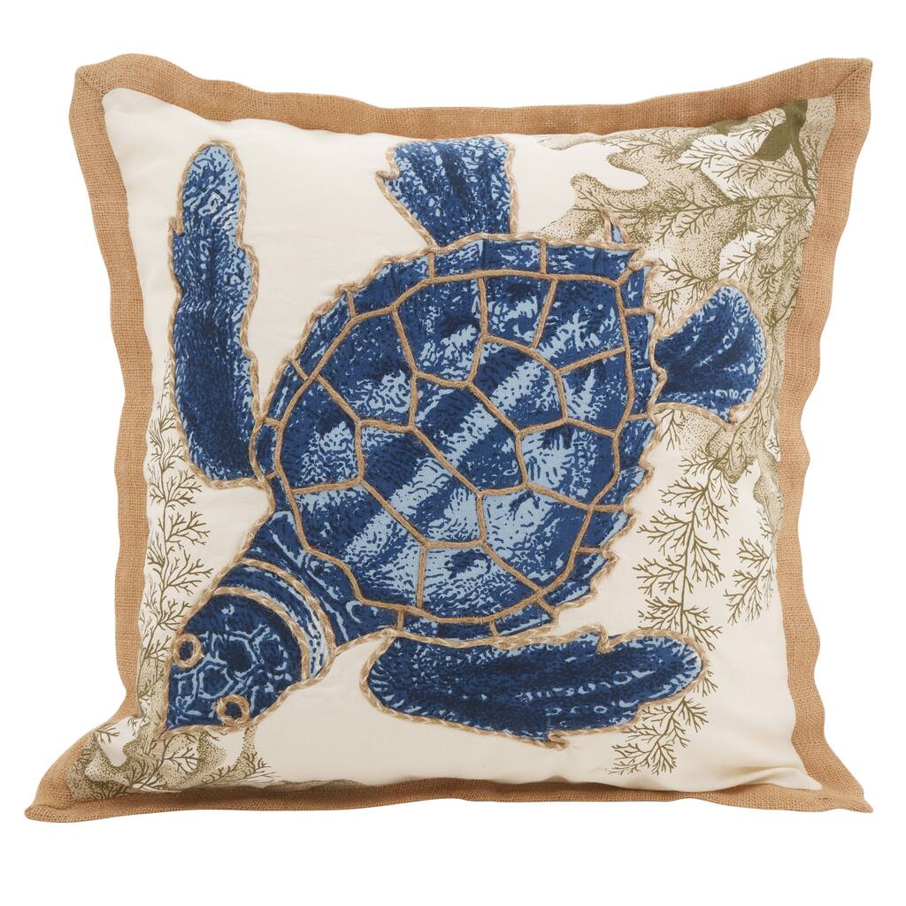 Sea Turtle Down Filled Cotton Throw Pillow