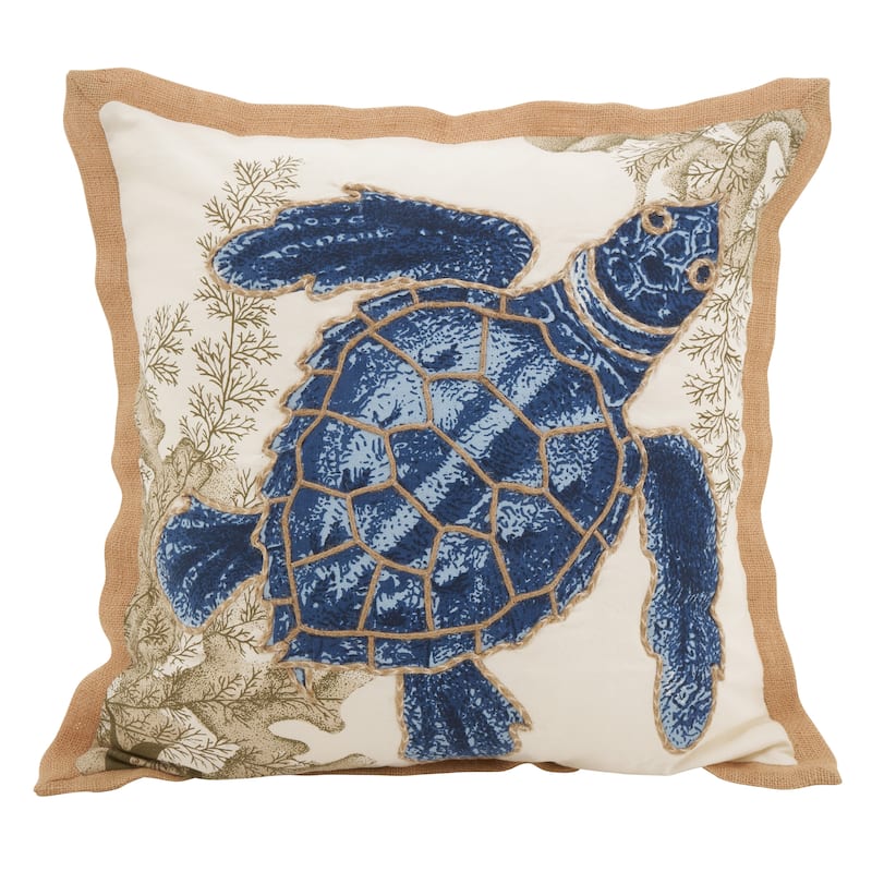 Sea Turtle Down Filled Cotton Throw Pillow