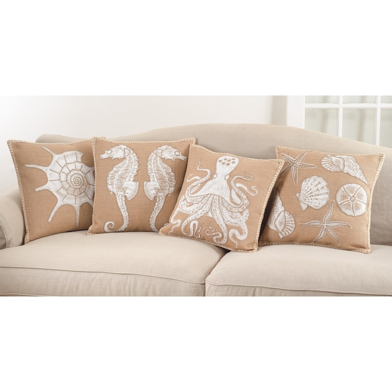 Seahorse Down Filled JuteThrow Pillow