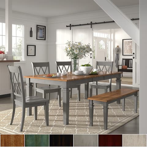 Elena Antique Grey Extendable Rectangular Dining Set - Double X Back by iNSPIRE Q Classic