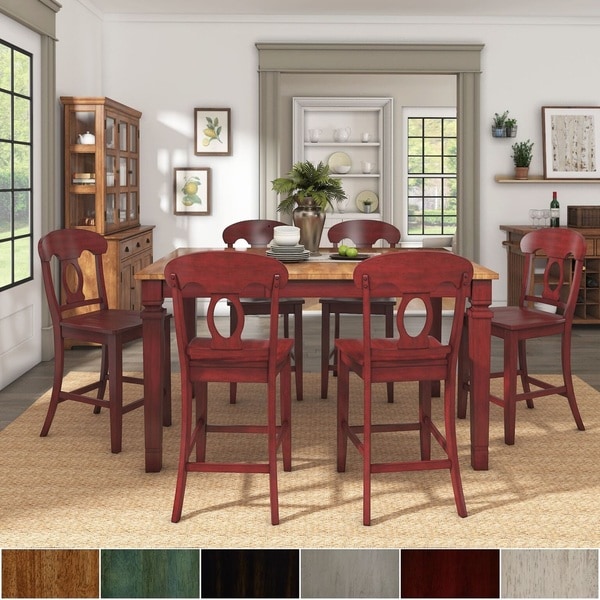 red counter height dining set