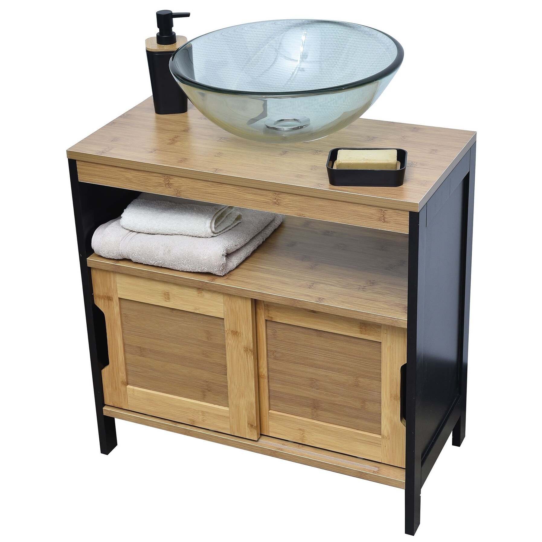 Evideco Non Pedestal Under Sink Storage Vanity Phuket Bamboo