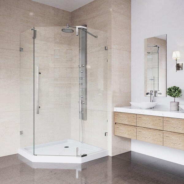 Vigo Ontario Stainless Steel Frameless 36 Inch Neo Angle Shower Vigo Ontario Stainless Steel Frameless 36 Inch Neo Angle Shower Enclosure And Low