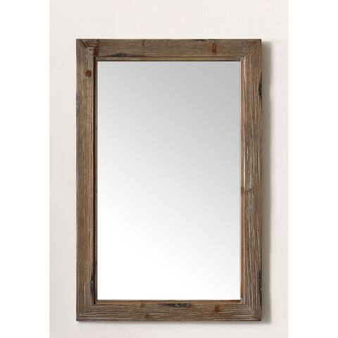 24 in. Framed Wall Mirror in Brown