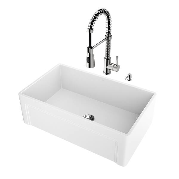Shop Vigo White Kitchen Sink Set With Brant Stainless Steel Faucet