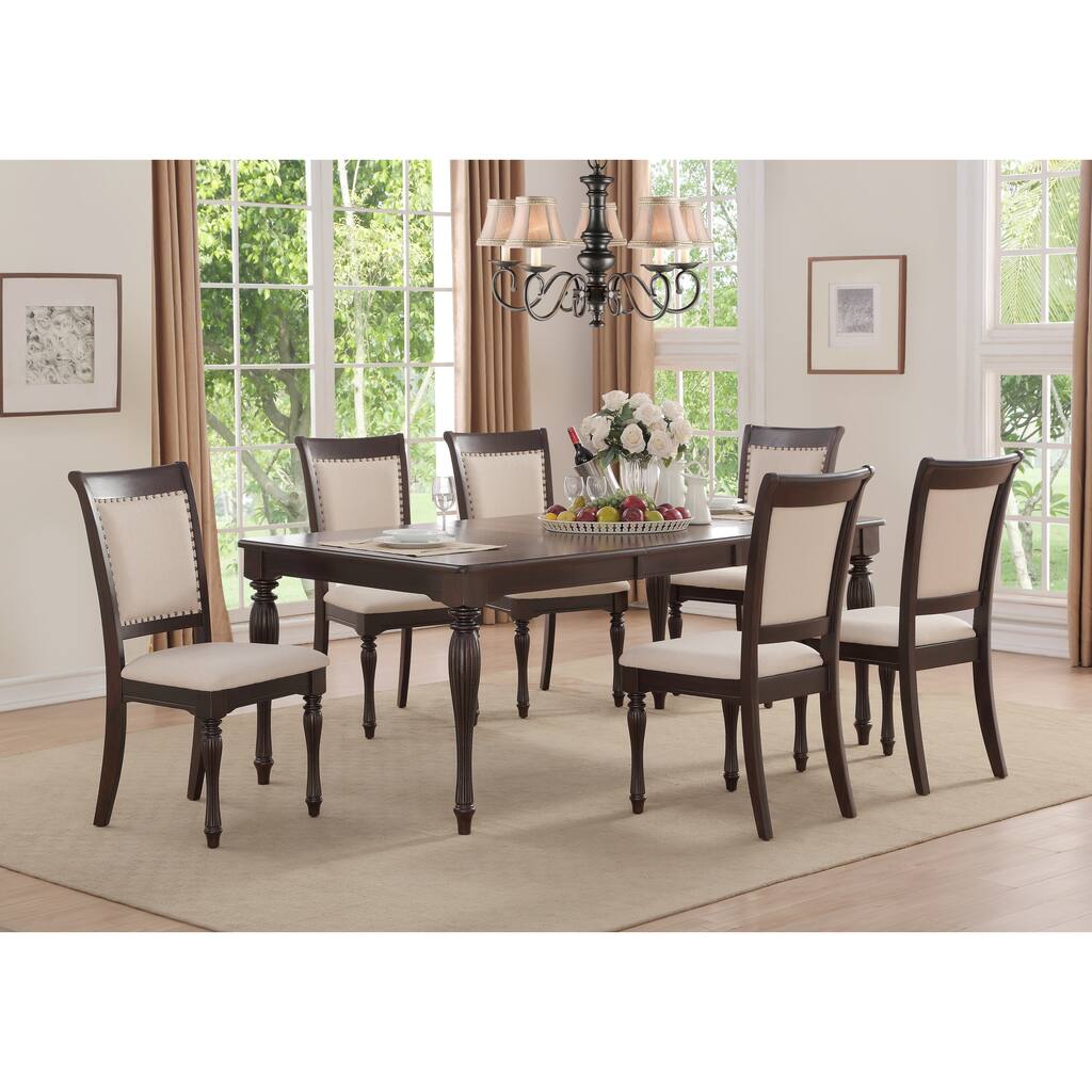 Home Source Penelope Cherry Wooden Table - tempered glass , mdf