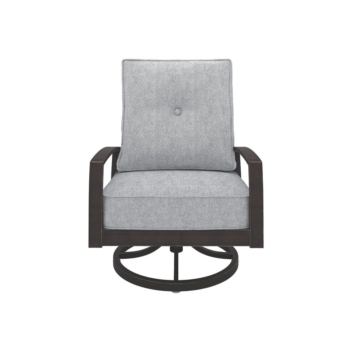 Castle Island Outdoor Gray Brown Swivel Chair As Is Item Bed