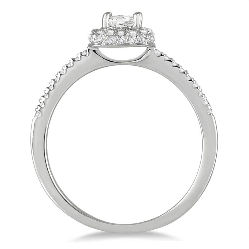 1/2 Carat TW Princess Halo Engagement Ring in 10K White Gold