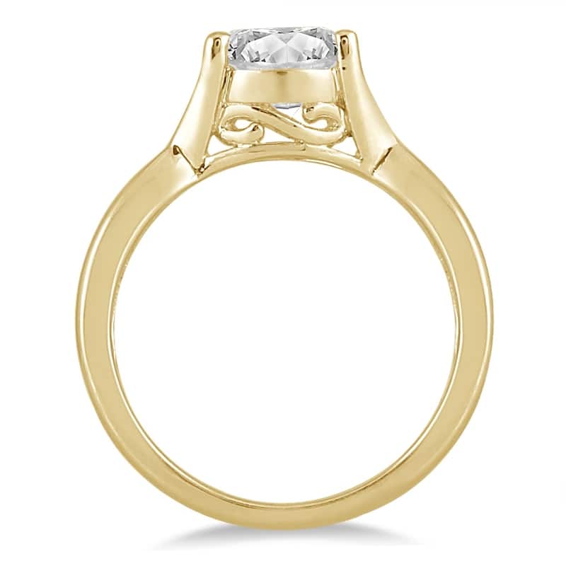 AGS Certified 1 Carat Diamond Solitaire Ring in 14K Yellow Gold (J-K Color, I2-I3 Clarity)