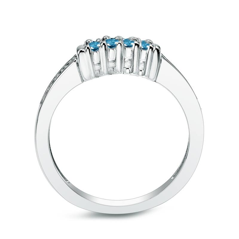 Auriya Round 1/5ctw Blue Diamond Wedding Band 14k Gold