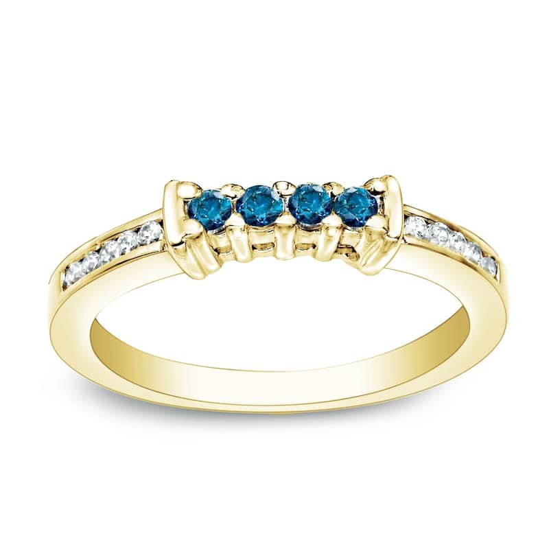 Auriya Round 1/5ctw Blue Diamond Wedding Band 14k Gold