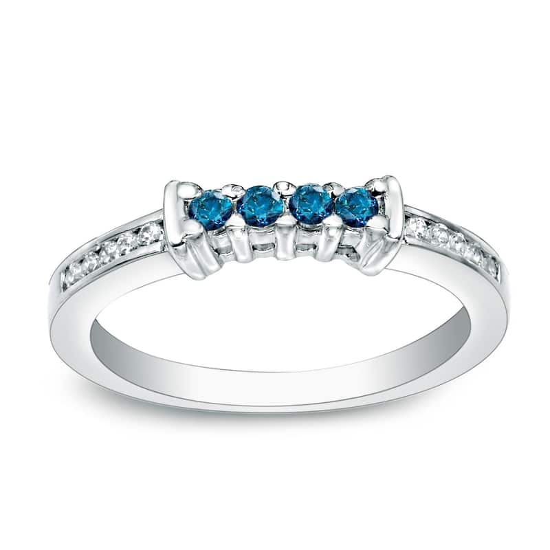 Auriya Round 1/5ctw Blue Diamond Wedding Band 14k Gold