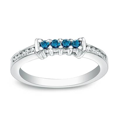 Auriya Round 1/5ctw Blue Diamond Wedding Band 14k Gold