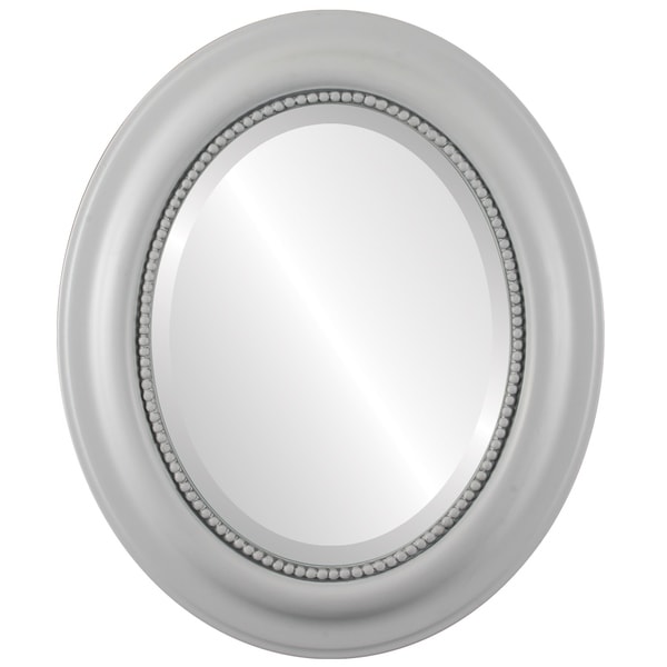 Heritage Framed Oval Mirror in Linen White