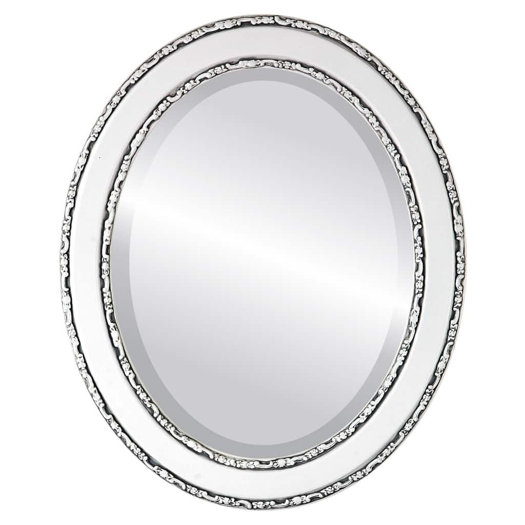 Monticello Framed Oval Mirror in Linen White