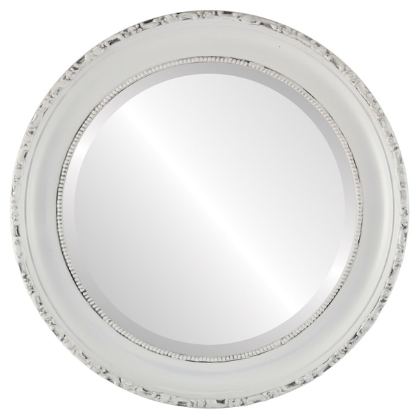 Kensington Framed Round Mirror in Linen White
