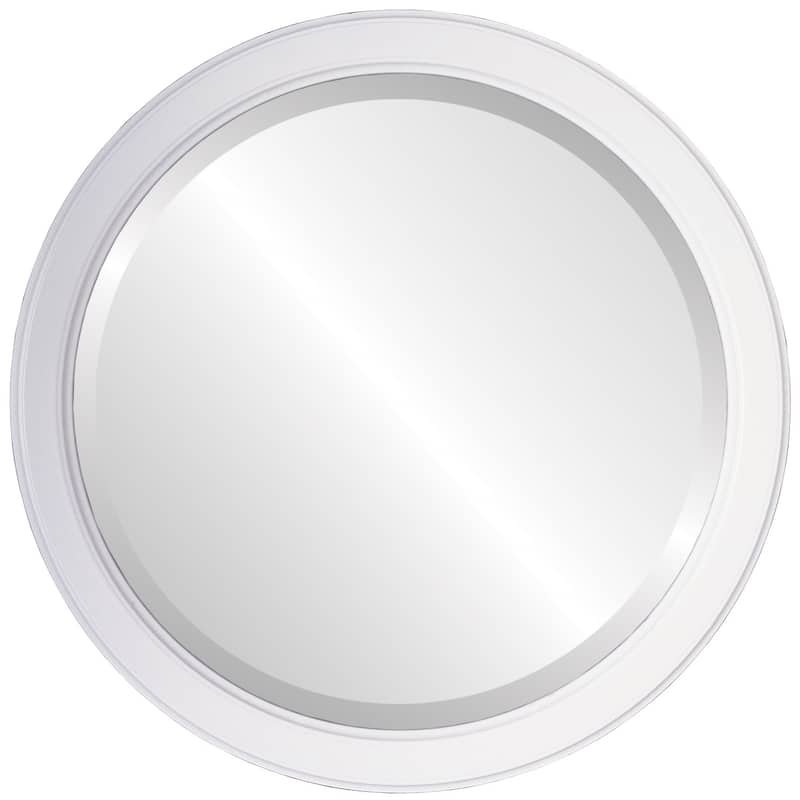 Toronto Framed Round Mirror in Linen White