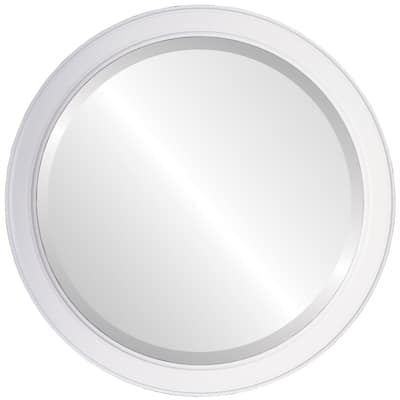 Toronto Framed Round Mirror in Linen White