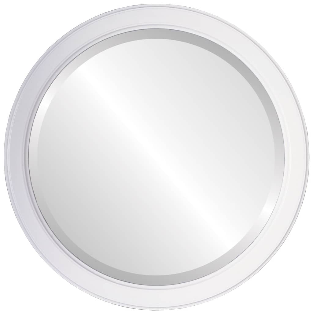 Toronto Framed Round Mirror in Linen White