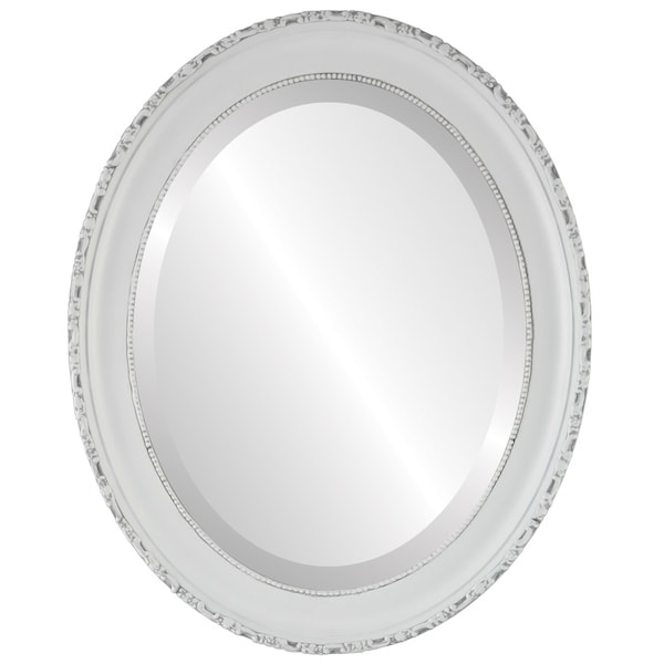 Kensington Framed Oval Mirror in Linen White