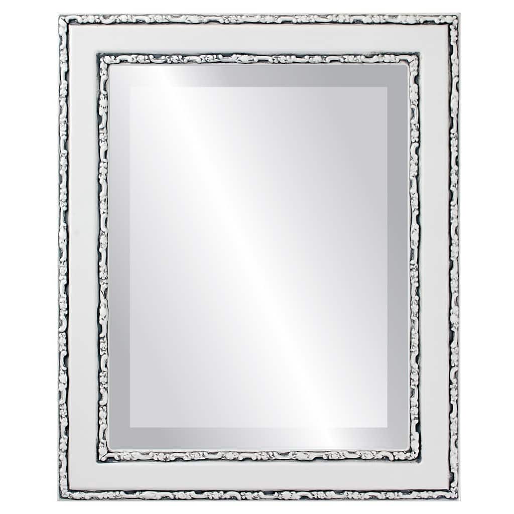 Monticello Framed Rectangle Mirror in Linen White