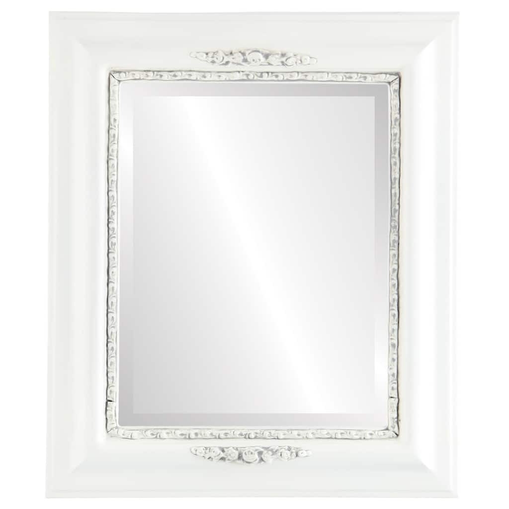Boston Framed Rectangle Mirror in Linen White