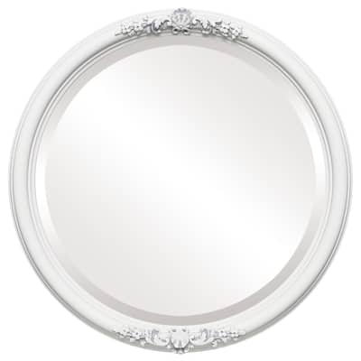 Contessa Framed Round Mirror in Linen White