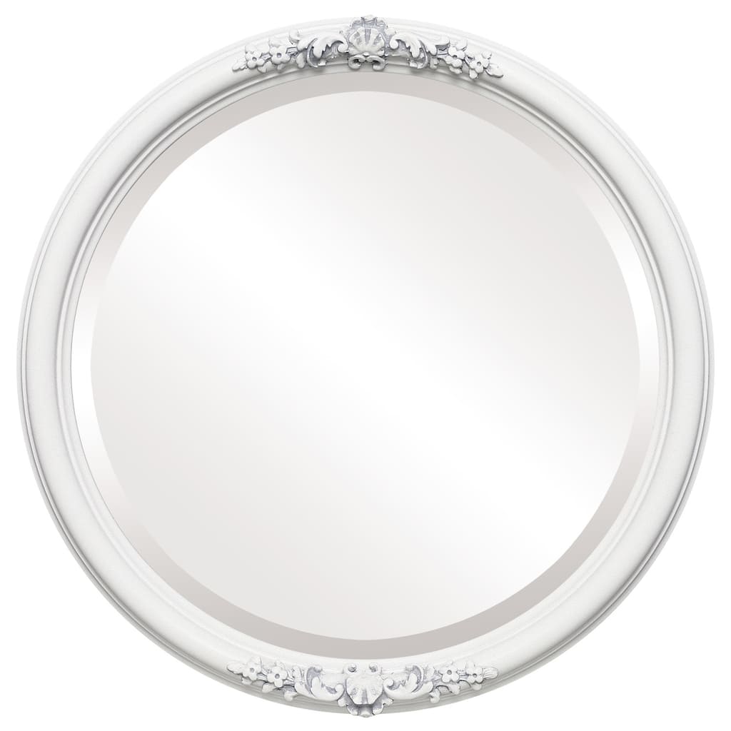 Contessa Framed Round Mirror in Linen White