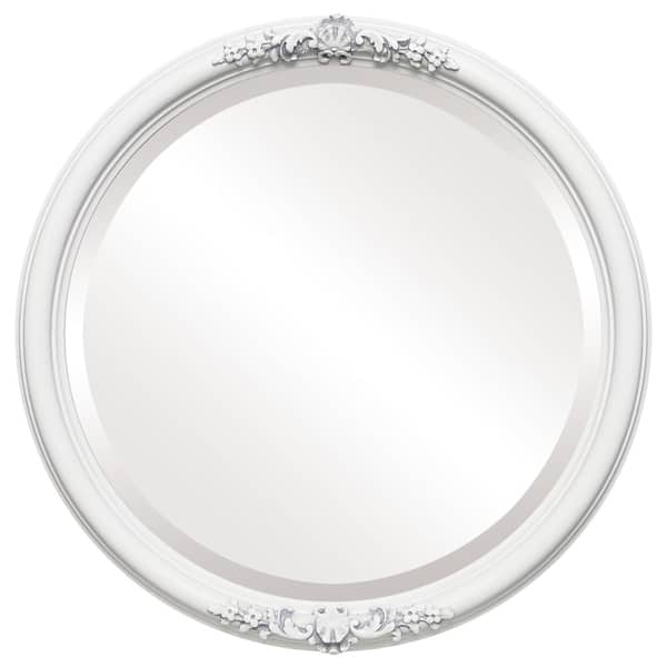 slide 2 of 4, Contessa Framed Round Mirror in Linen White