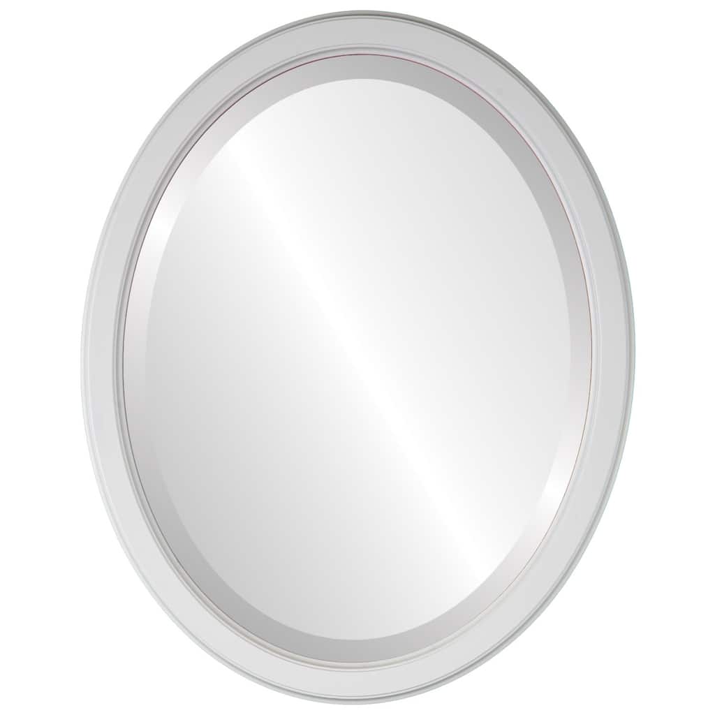 Toronto Framed Oval Mirror in Linen White