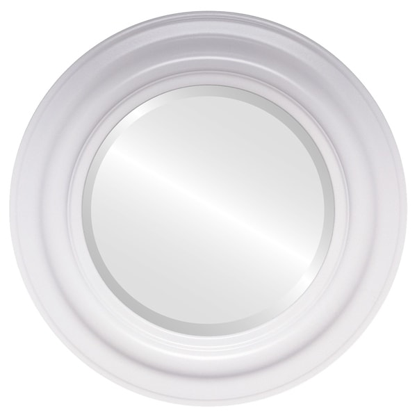 Lancaster Framed Round Mirror in Linen White