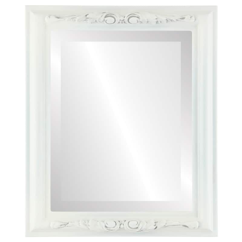 Florence Framed Rectangle Mirror in Linen White