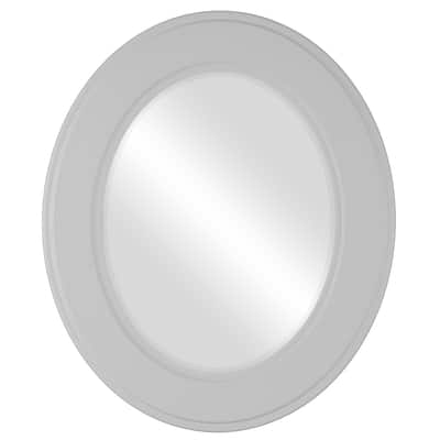 Montreal Framed Oval Mirror in Linen White