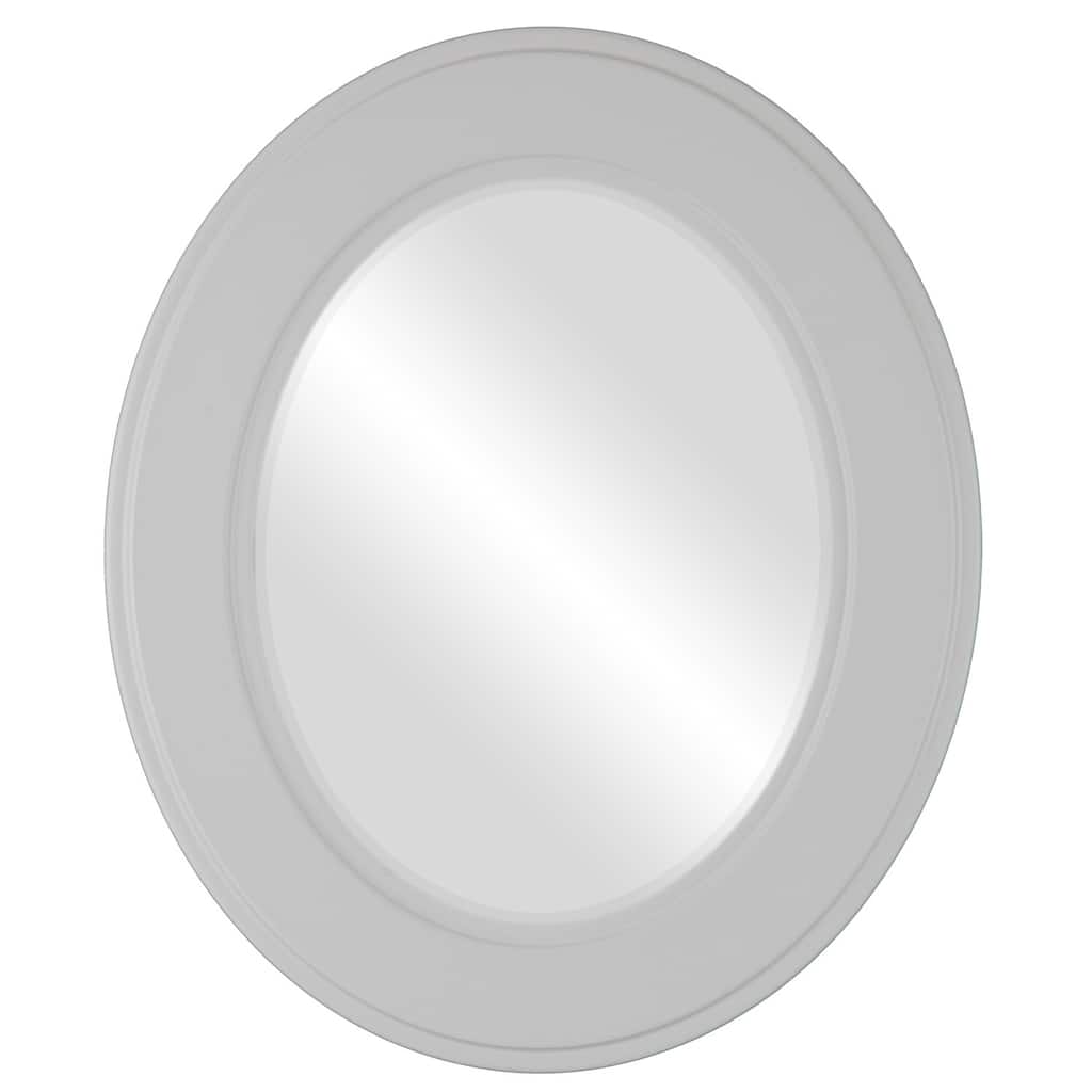 Montreal Framed Oval Mirror in Linen White