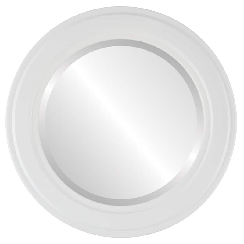 Wright Framed Round Mirror in Linen White