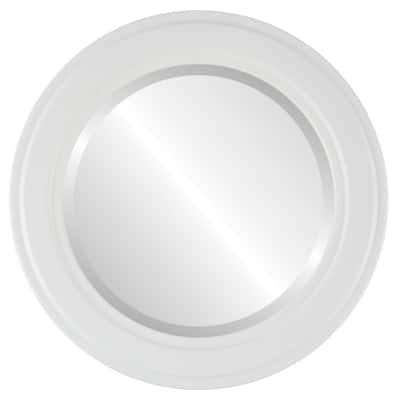 Wright Framed Round Mirror in Linen White