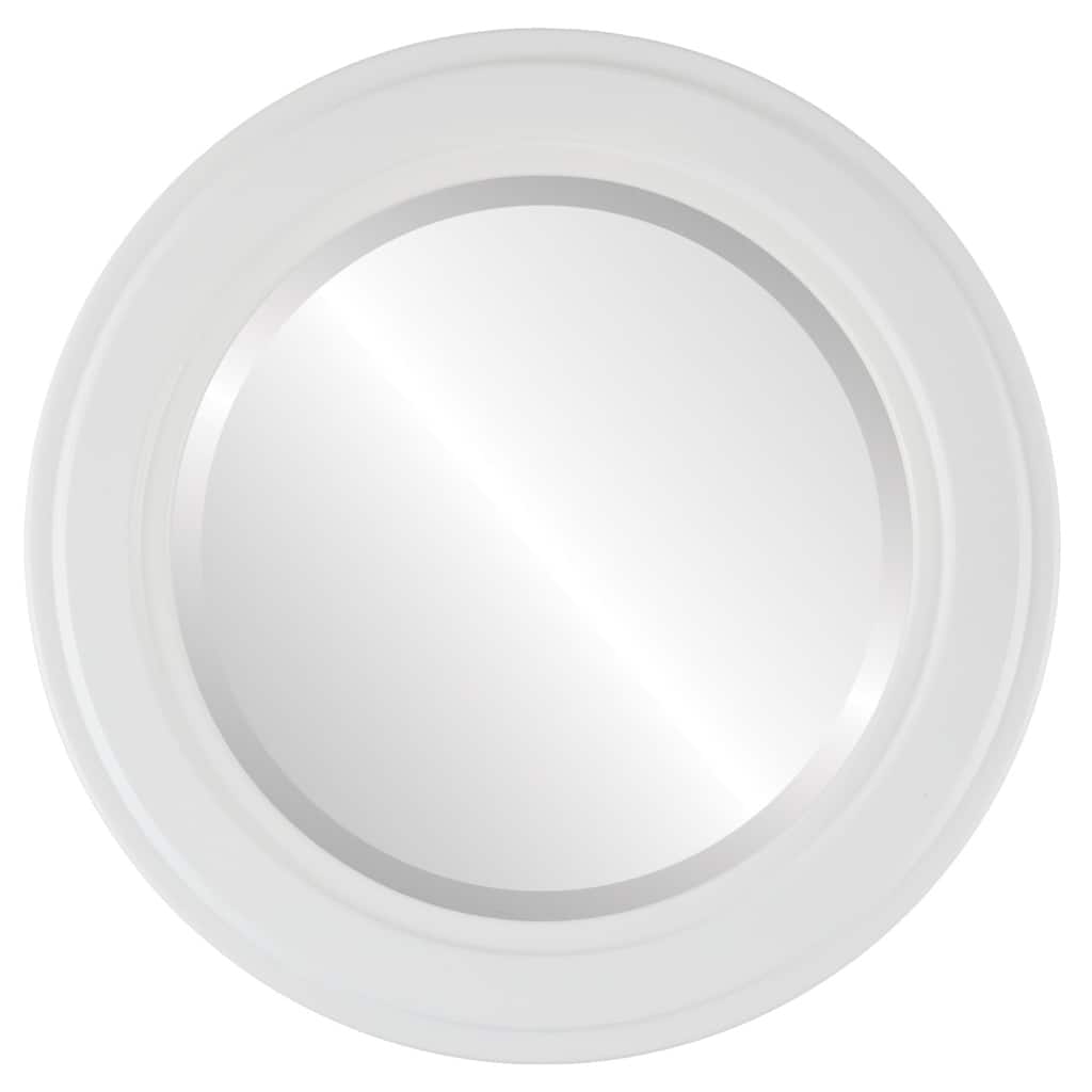 Wright Framed Round Mirror in Linen White