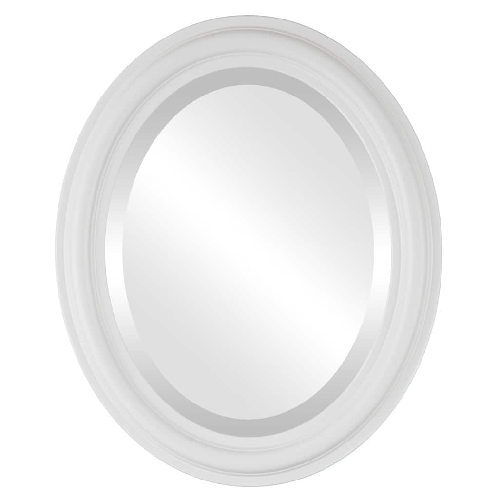 Philadelphia Framed Oval Mirror in Linen White