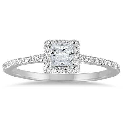 1/2 Carat TW Princess Cut Diamond Engagement Ring in 14K White Gold