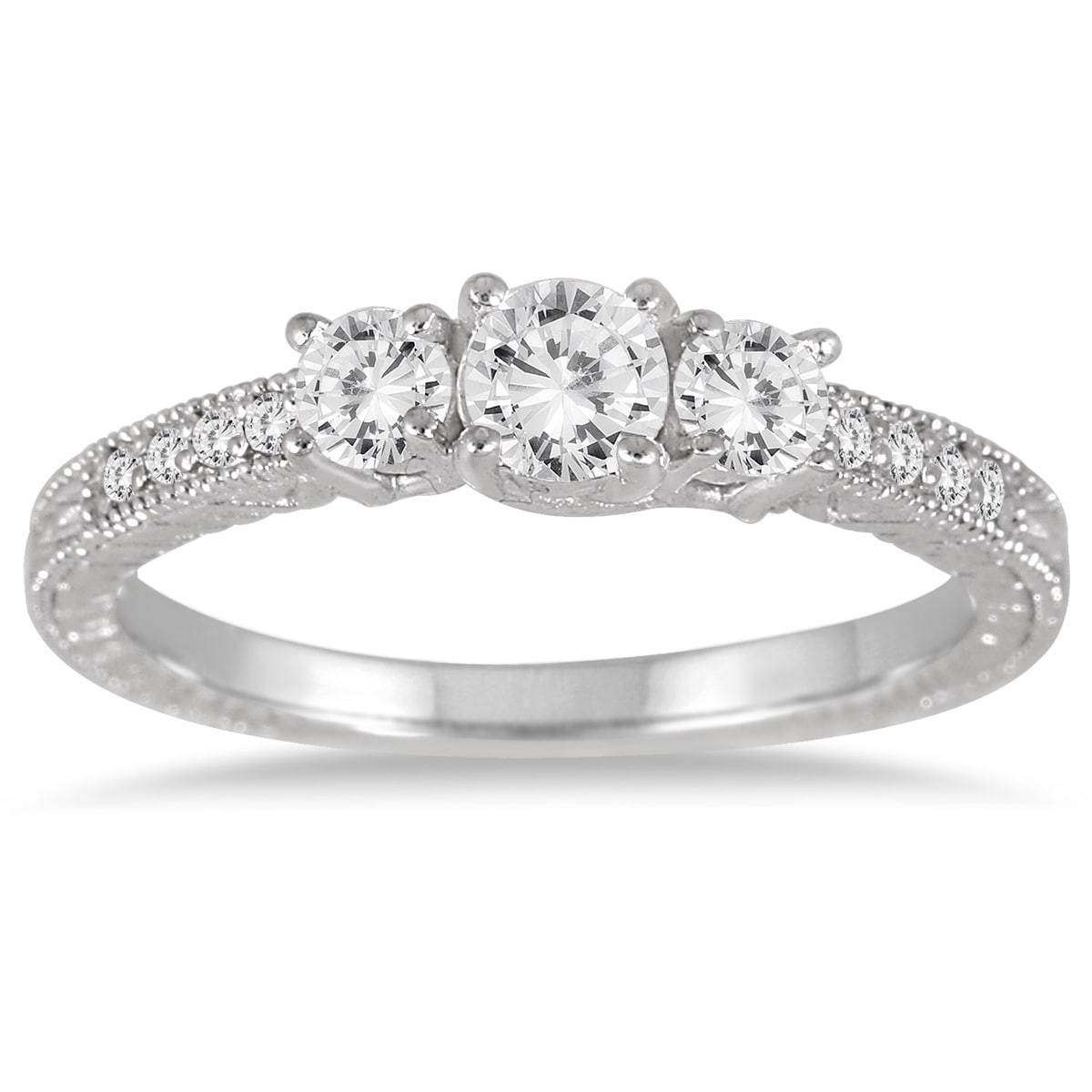 Marquee 1/2 Carat TW Diamond Three Stone Ring in 10K White Gold