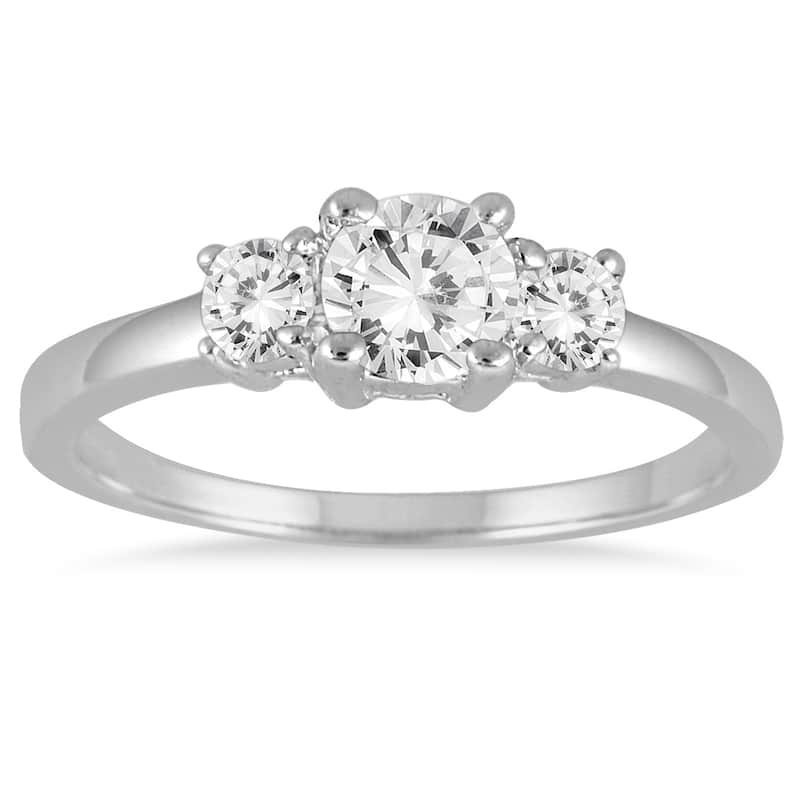 3/4 Carat TW Diamond Three Stone Engagement Ring in 14K White Gold